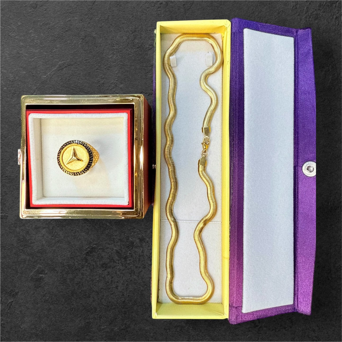 classic mercedes ring+snake chain