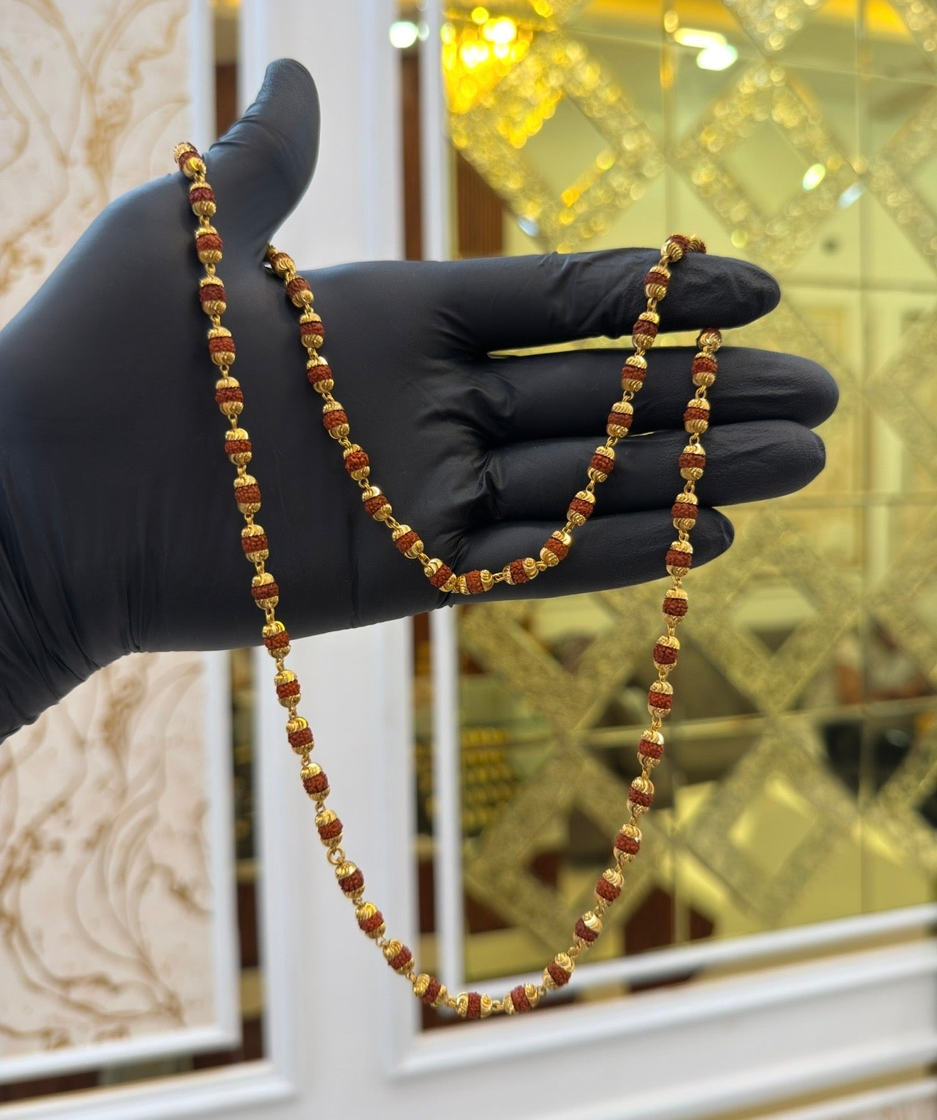 PREMIUM GOLD PLATED RUDRAKSH MALA