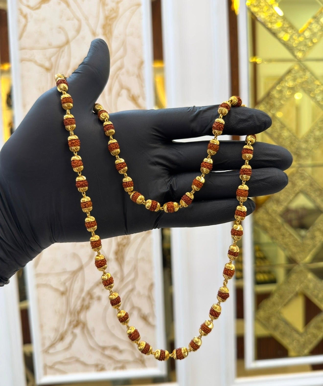 PREMIUM GOLD PLATED RUDRAKSH MALA